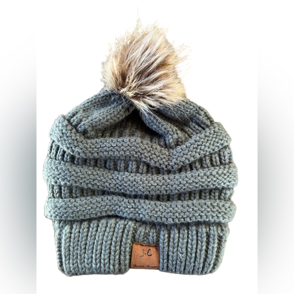 Dark Gray Beanie with Pom!